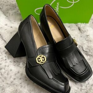 Sam Edelman Black Loafers with Gold Accent